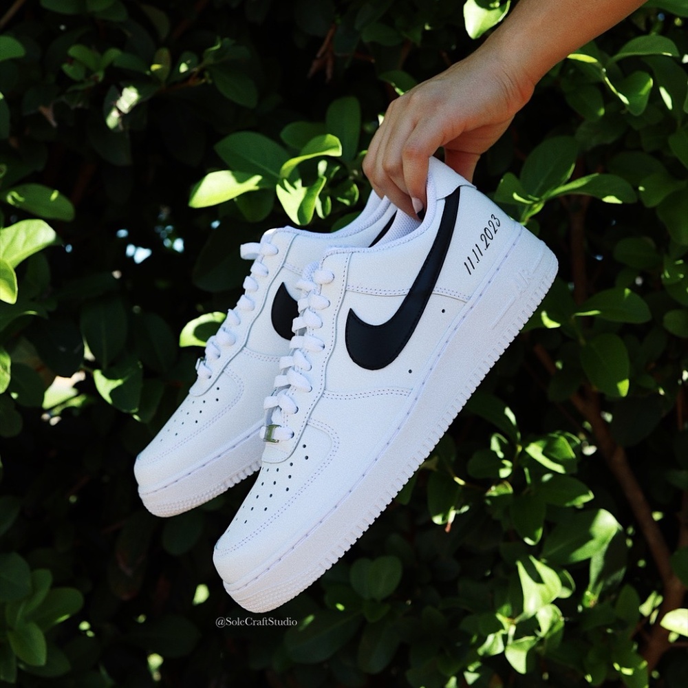 Wedding Sneakers for the Groom Personalized Air Force 1 with Black Swoosh